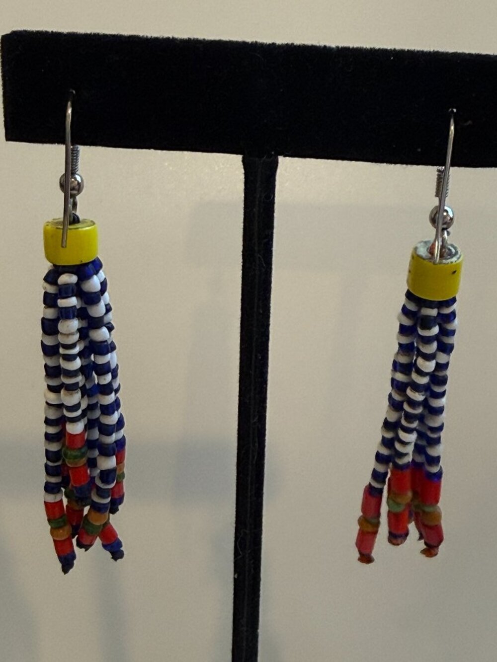 Handmade Seed Bead Tassel Fringe Earrings Multicolor Boho Western - Picture 6 of 6